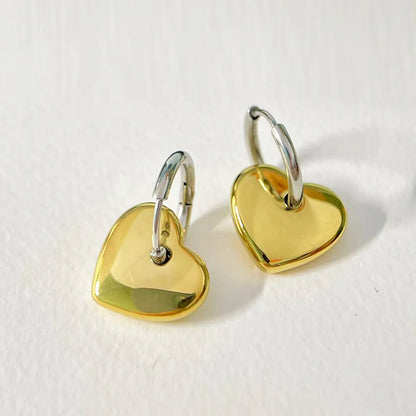 1 Pair Simple Style Classic Style Heart Shape Plating Titanium Steel Gold Plated Drop Earrings