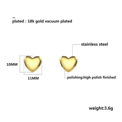 1 Pair Simple Style Classic Style Heart Shape Plating Titanium Steel Gold Plated Ear Studs