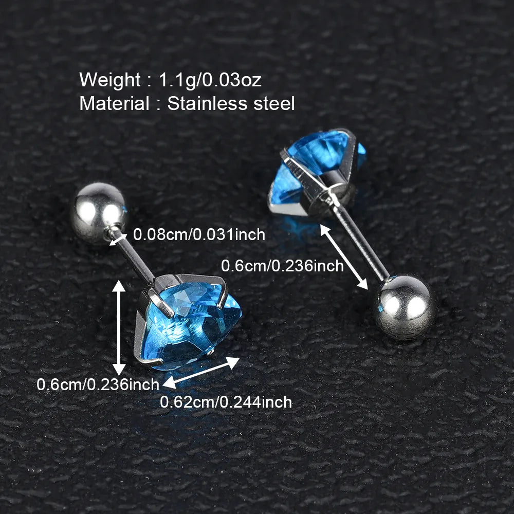 1 Pair Simple Style Classic Style Heart Shape Polishing Inlay 302 Stainless Steel Zircon Ear Studs