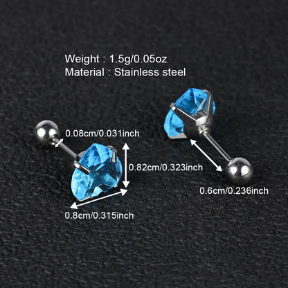 1 Pair Simple Style Classic Style Heart Shape Polishing Inlay 302 Stainless Steel Zircon Ear Studs