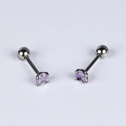 1 Pair Simple Style Classic Style Heart Shape Polishing Inlay 302 Stainless Steel Zircon Ear Studs