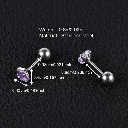 1 Pair Simple Style Classic Style Heart Shape Polishing Inlay 302 Stainless Steel Zircon Ear Studs