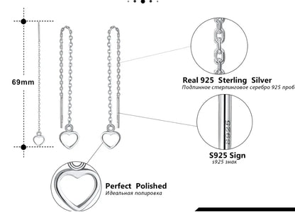 1 Pair Simple Style Classic Style Heart Shape Polishing Plating Sterling Silver White Gold Plated Ear Line