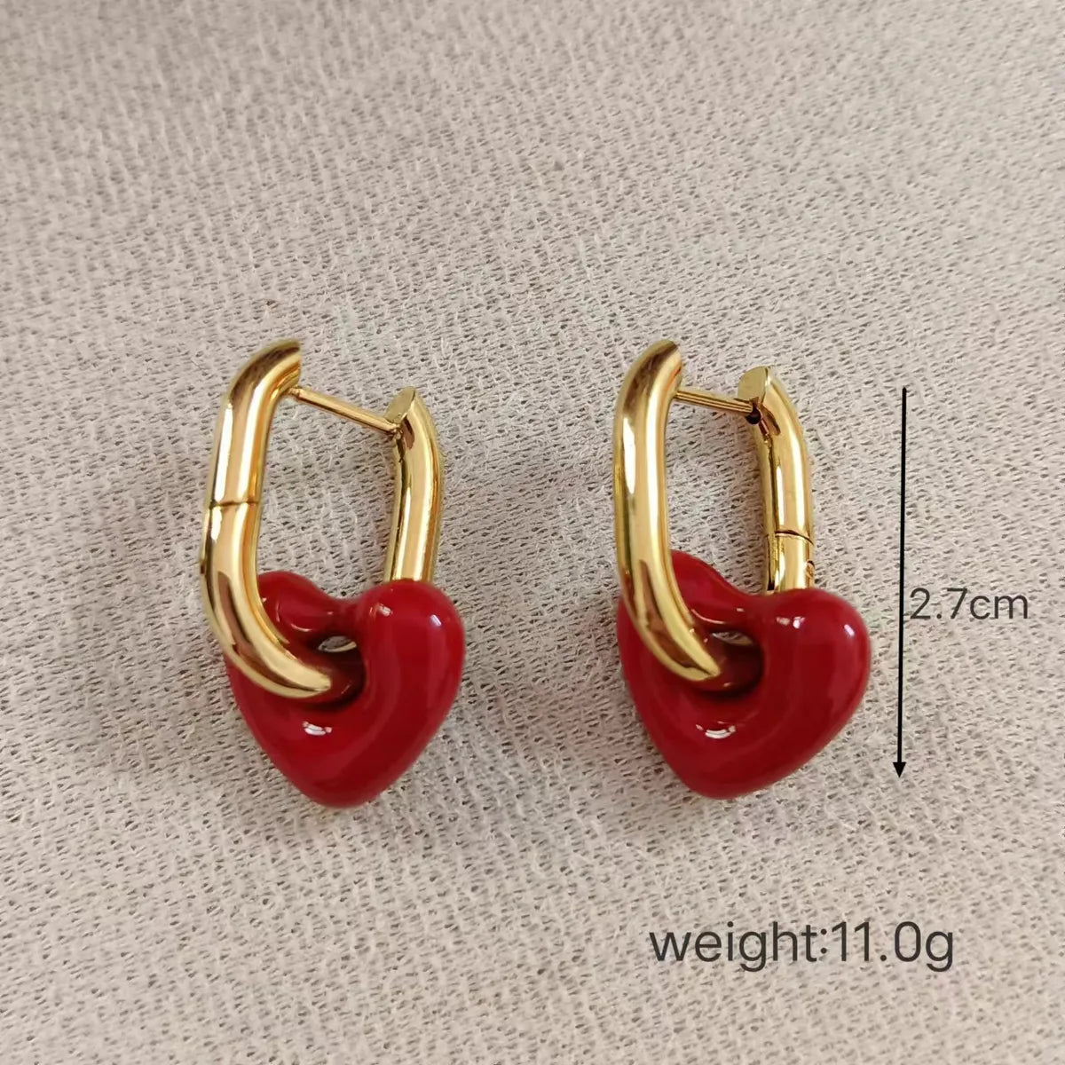 1 Pair Simple Style Classic Style Heart Shape Stainless Steel 18K Gold Plated Earrings