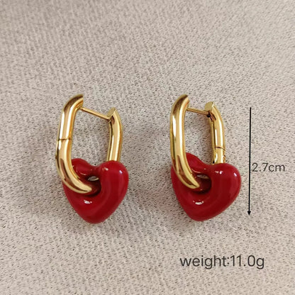 1 Pair Simple Style Classic Style Heart Shape Stainless Steel 18K Gold Plated Earrings