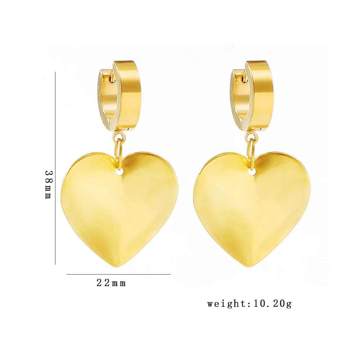 1 Pair Simple Style Classic Style Heart Shape 304 Stainless Steel 18K Gold Plated Drop Earrings