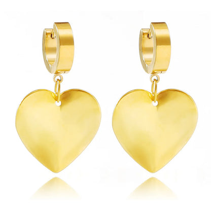 1 Pair Simple Style Classic Style Heart Shape 304 Stainless Steel 18K Gold Plated Drop Earrings