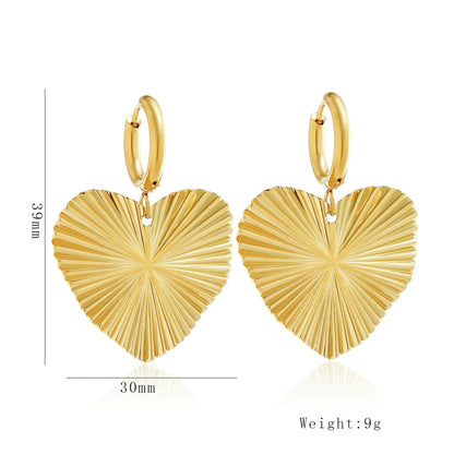 1 Pair Simple Style Classic Style Heart Shape Stainless Steel Drop Earrings