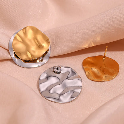 1 Pair Simple Style Classic Style Irregular Round Plating Stainless Steel 18k Gold Plated Ear Studs