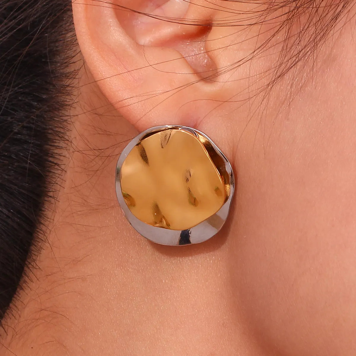 1 Pair Simple Style Classic Style Irregular Round Plating Stainless Steel 18k Gold Plated Ear Studs