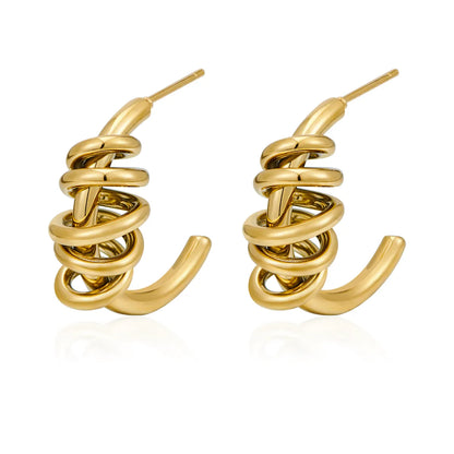 1 Pair Simple Style Classic Style Irregular Spiral Plating 304 Stainless Steel 18K Gold Plated Ear Studs