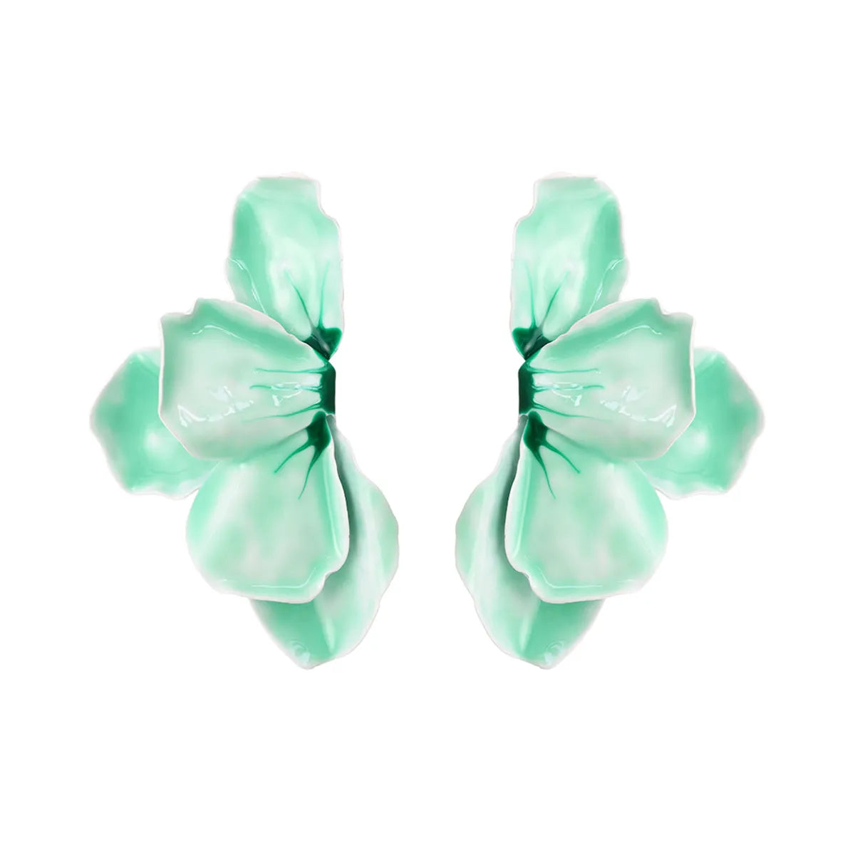 1 Pair Simple Style Classic Style Leaf Flower Enamel Iron Ear Studs