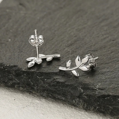 1 Pair Simple Style Classic Style Leaf Plating Sterling Silver White Gold Plated Ear Studs