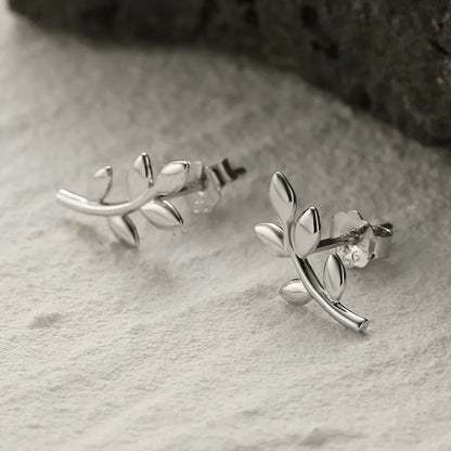 1 Pair Simple Style Classic Style Leaf Plating Sterling Silver White Gold Plated Ear Studs