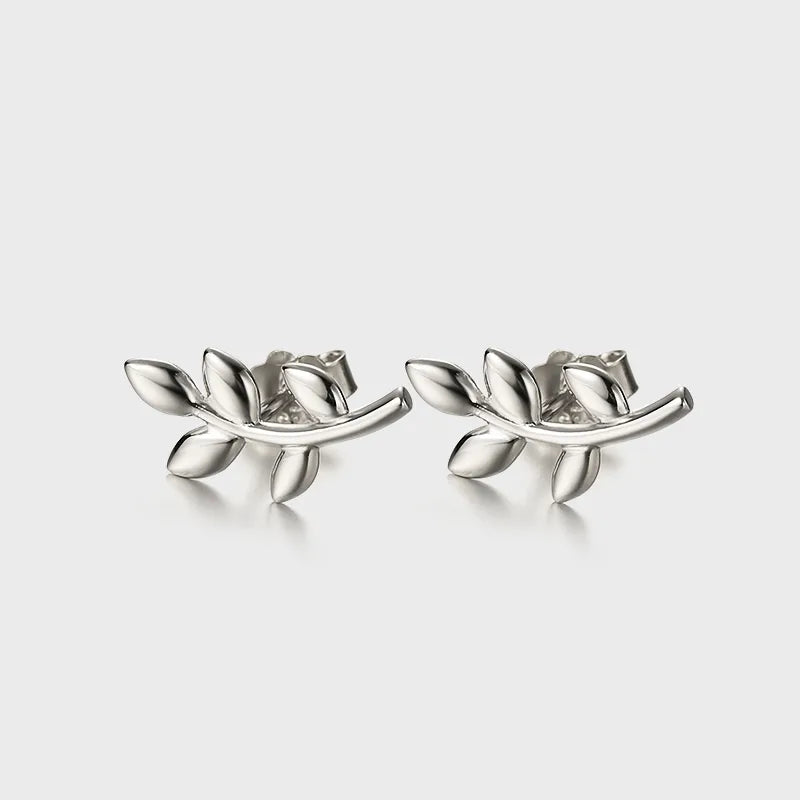 1 Pair Simple Style Classic Style Leaf Plating Sterling Silver White Gold Plated Ear Studs