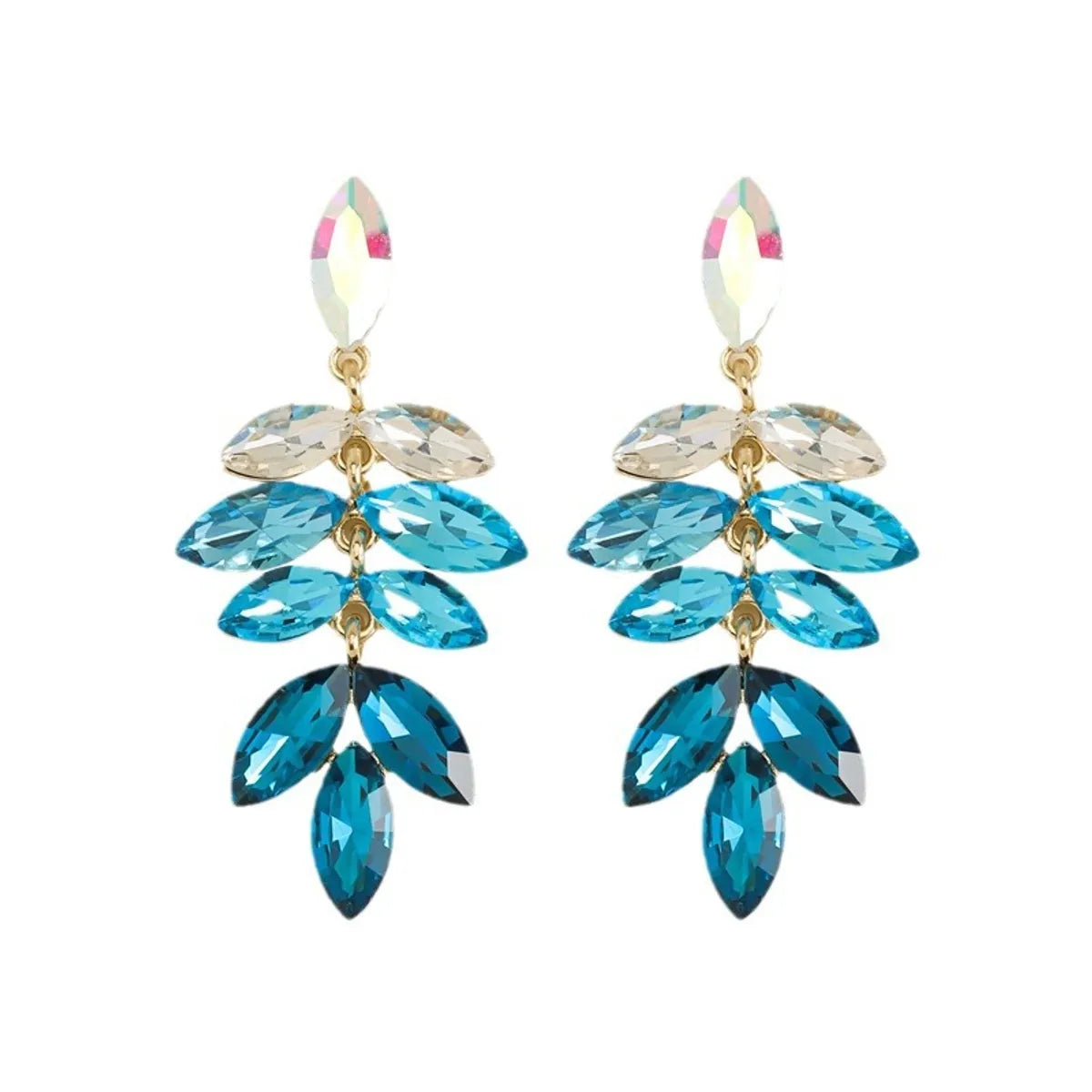 1 Pair Simple Style Classic Style Leaf Water Droplets Inlay Zinc Alloy Rhinestones Drop Earrings