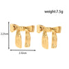 1 Pair Simple Style Classic Style Leaves Bow Knot Plating 304 Stainless Steel