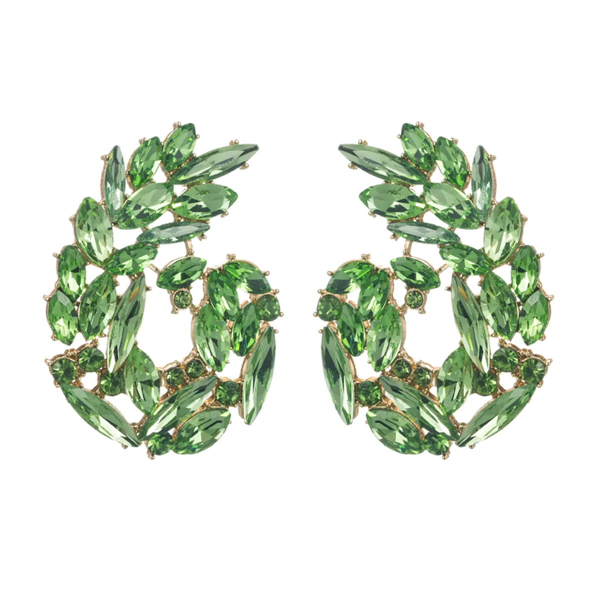 1 Pair Simple Style Classic Style Leaves Inlay Glass Rhinestones Ear Studs