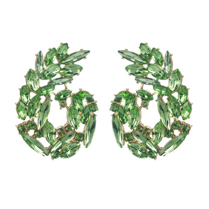 1 Pair Simple Style Classic Style Leaves Inlay Glass Rhinestones Ear Studs