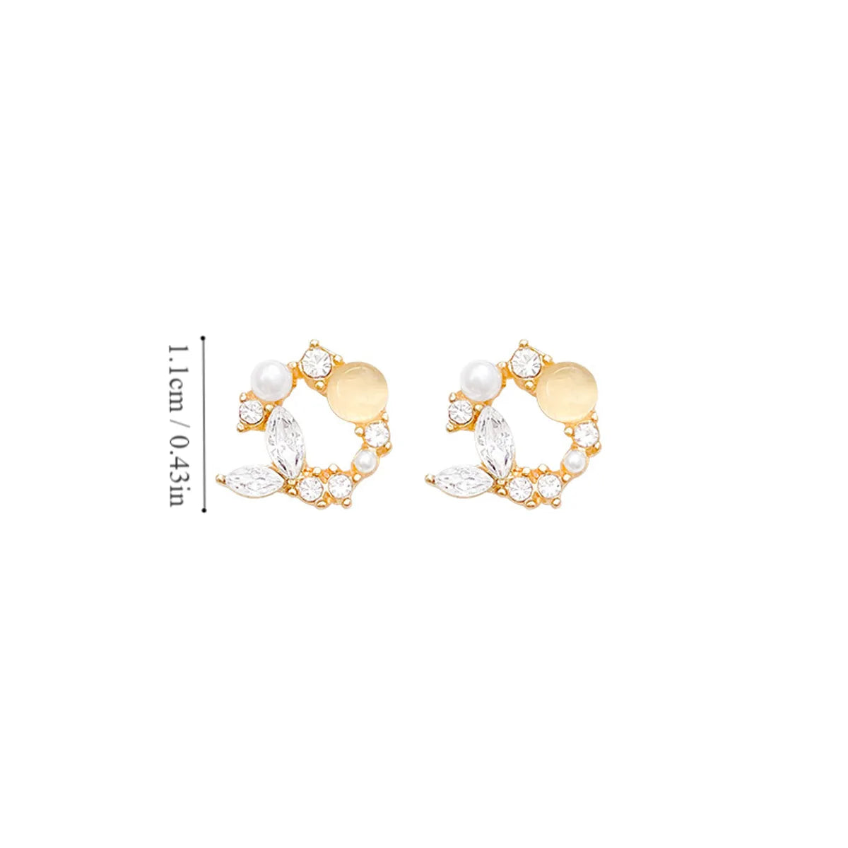 1 Pair Simple Style Classic Style Leaves Plating Inlay Alloy Rhinestones 14K Gold Plated Ear Studs