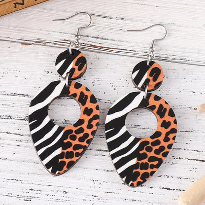 1 Pair Simple Style Classic Style Leopard Wood Drop Earrings