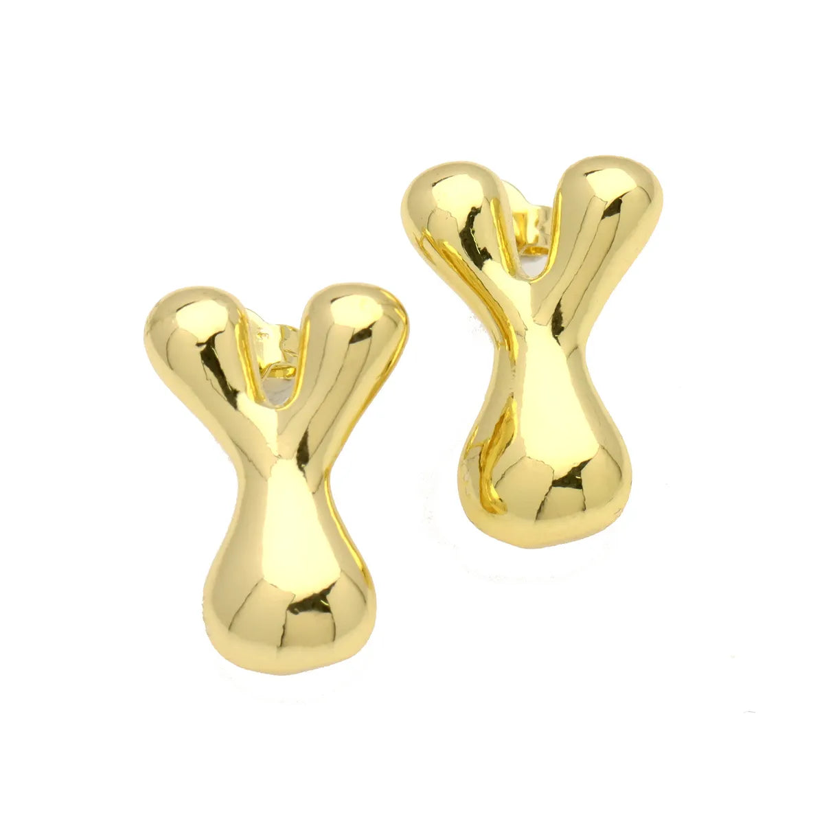 1 Pair Simple Style Classic Style Letter Gold Plated Ear Studs