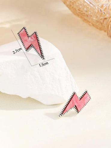 1 Pair Simple Style Classic Style Lightning Inlay Copper Acrylic Ear Studs