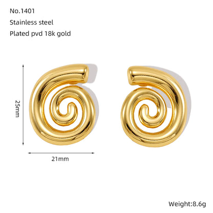 1 Pair Simple Style Classic Style Lines Spiral Stripe 304 Stainless Steel 18K Gold Plated Ear Studs