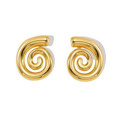 1 Pair Simple Style Classic Style Lines Spiral Stripe 304 Stainless Steel 18K Gold Plated Ear Studs