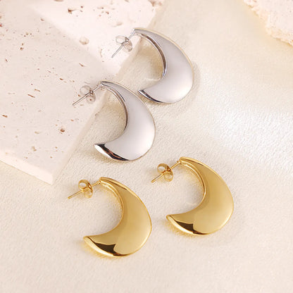 1 Pair Simple Style Classic Style Moon Plating Stainless Steel 18k Gold Plated Ear Studs