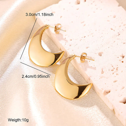 1 Pair Simple Style Classic Style Moon Plating Stainless Steel 18k Gold Plated Ear Studs