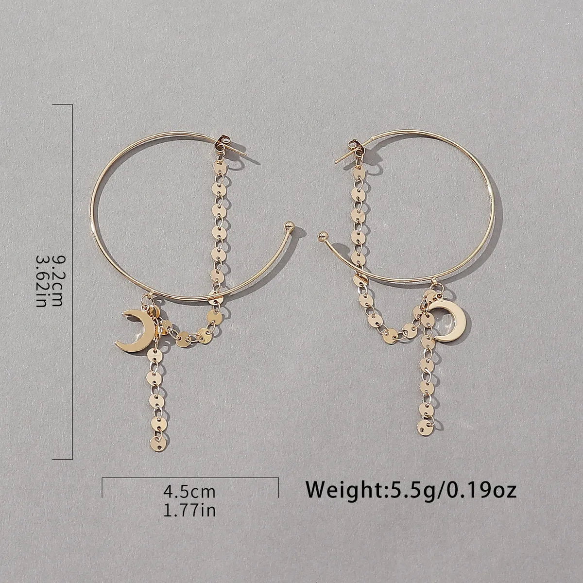 1 Pair Simple Style Classic Style Moon Tassel Alloy Hoop Earrings