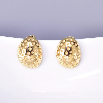 1 Pair Simple Style Classic Style Oval Plating 304 Stainless Steel Titanium Steel 18K Gold Plated Ear Studs