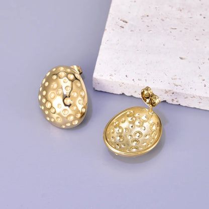 1 Pair Simple Style Classic Style Oval Plating 304 Stainless Steel Titanium Steel 18K Gold Plated Ear Studs