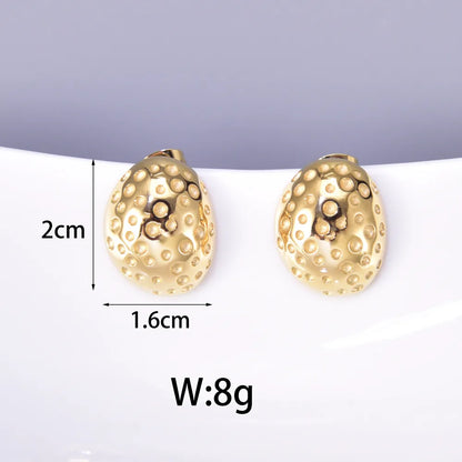 1 Pair Simple Style Classic Style Oval Plating 304 Stainless Steel Titanium Steel 18K Gold Plated Ear Studs