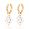 1 Pair Simple Style Classic Style Pearl Plating Inlay Freshwater Pearl Sterling Silver Freshwater Pearl Pearl Zircon White Gold Plated Gold Plated Drop Earrings