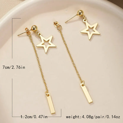 1 Pair Simple Style Classic Style Pentagram 304 Stainless Steel Drop Earrings