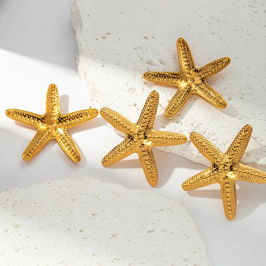 1 Pair Simple Style Classic Style Pentagram Plant Starfish Plating 304 Stainless Steel 14K Gold Plated Ear Studs