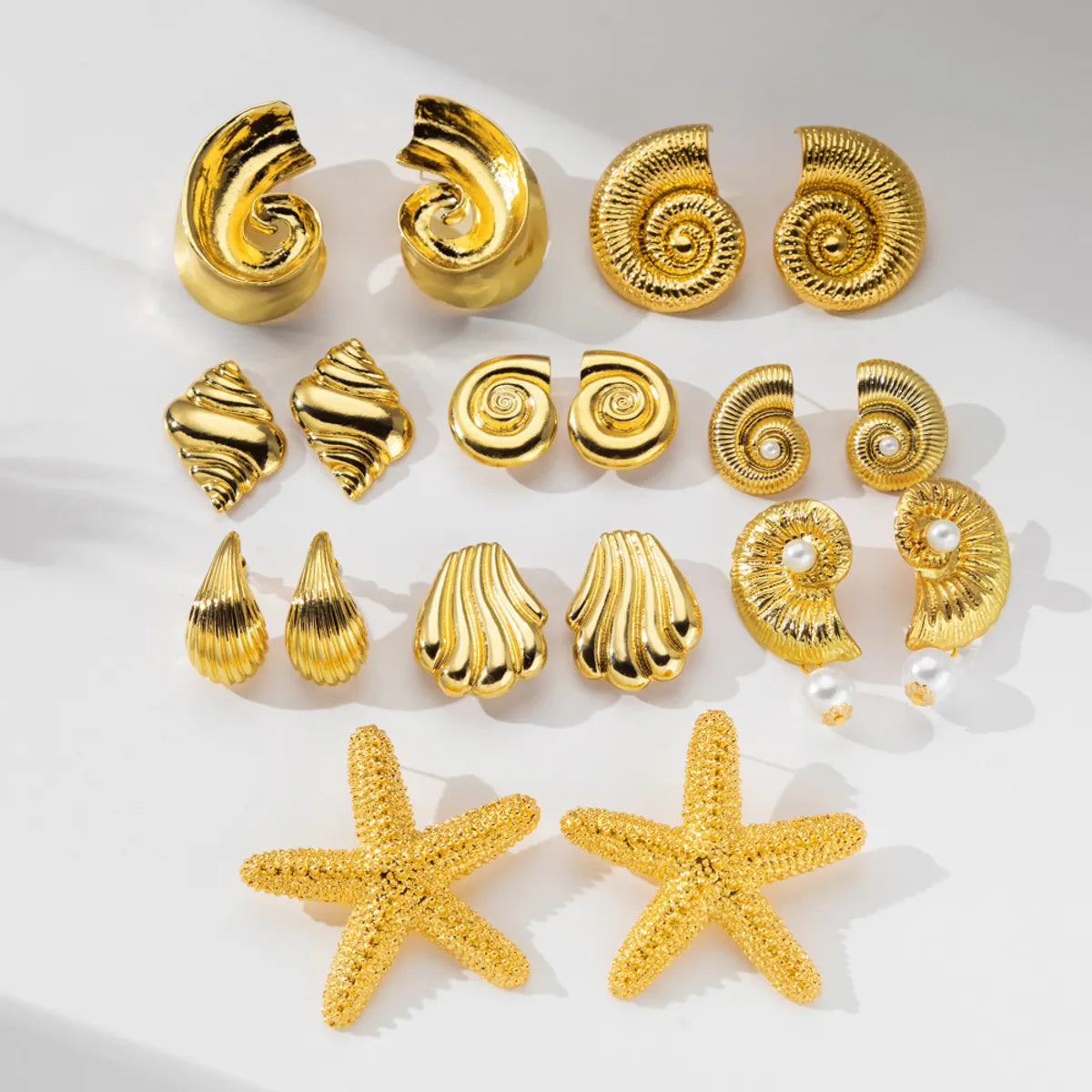 1 Pair Simple Style Classic Style Pentagram Starfish Shell Alloy Ear Studs