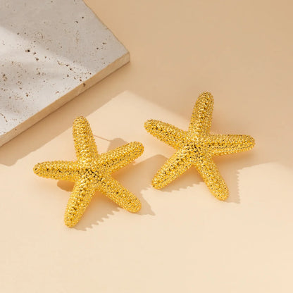 1 Pair Simple Style Classic Style Pentagram Starfish Shell Alloy Ear Studs