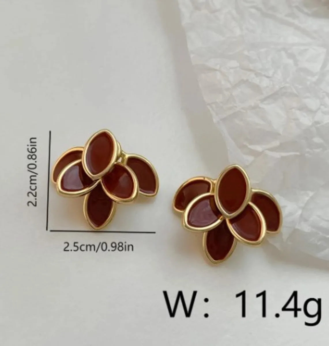 1 Pair Simple Style Classic Style Petal Enamel Copper 18K Gold Plated Ear Studs