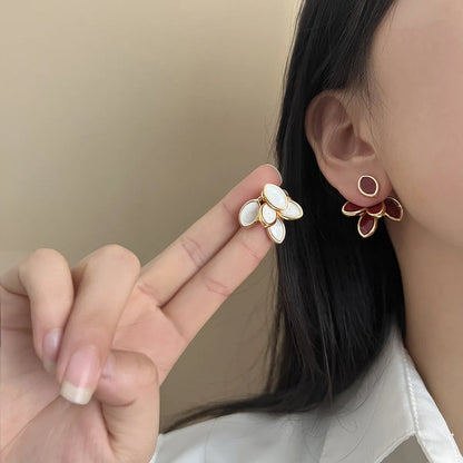 1 Pair Simple Style Classic Style Petal Enamel Copper 18K Gold Plated Ear Studs