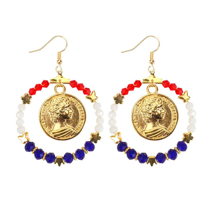 1 Pair Simple Style Classic Style Printing Printing Seed Bead Soft Clay Zinc Alloy Drop Earrings