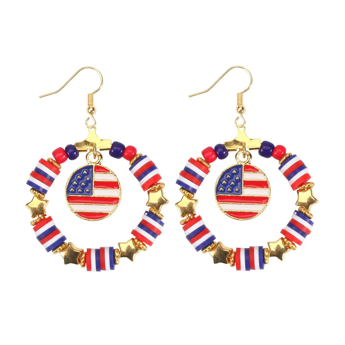 1 Pair Simple Style Classic Style Printing Printing Seed Bead Soft Clay Zinc Alloy Drop Earrings