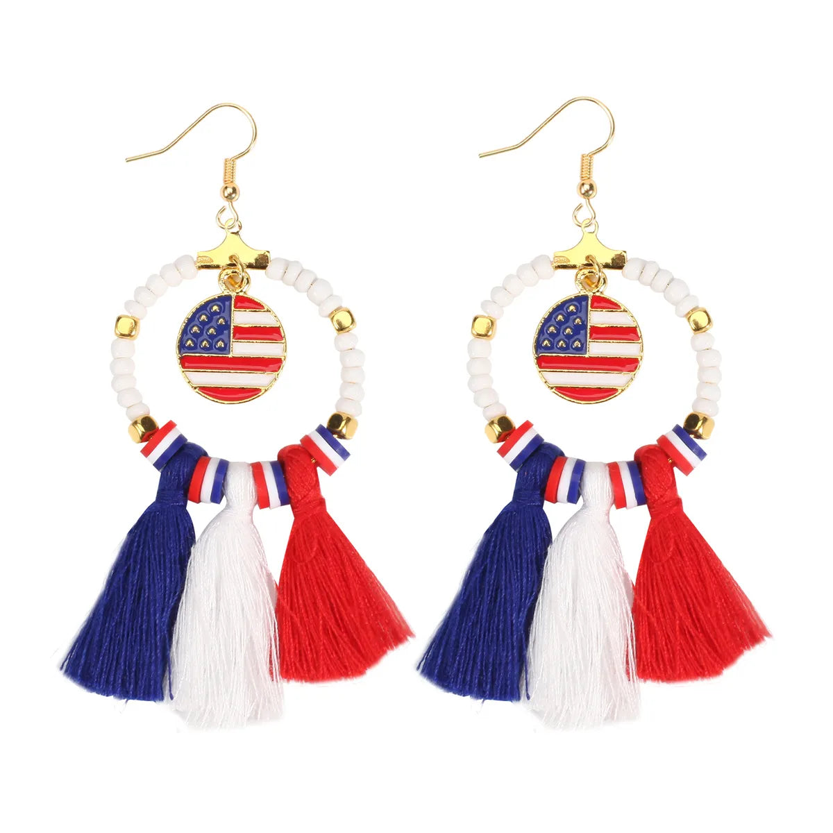 1 Pair Simple Style Classic Style Printing Printing Seed Bead Soft Clay Zinc Alloy Drop Earrings