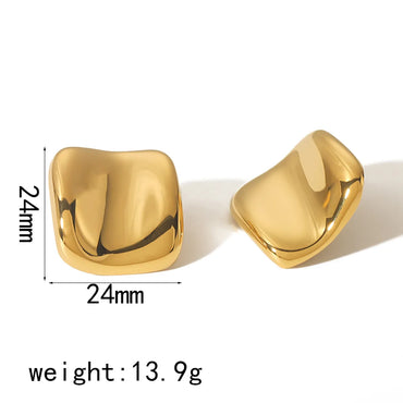 1 Pair Simple Style Classic Style Quadrilateral Polishing Plating 304 Stainless Steel 18K Gold Plated Ear Studs