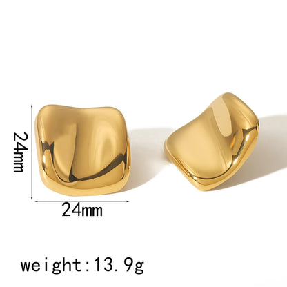 1 Pair Simple Style Classic Style Quadrilateral Polishing Plating 304 Stainless Steel 18K Gold Plated Ear Studs