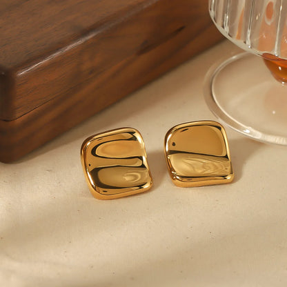 1 Pair Simple Style Classic Style Quadrilateral Polishing Plating 304 Stainless Steel 18K Gold Plated Ear Studs