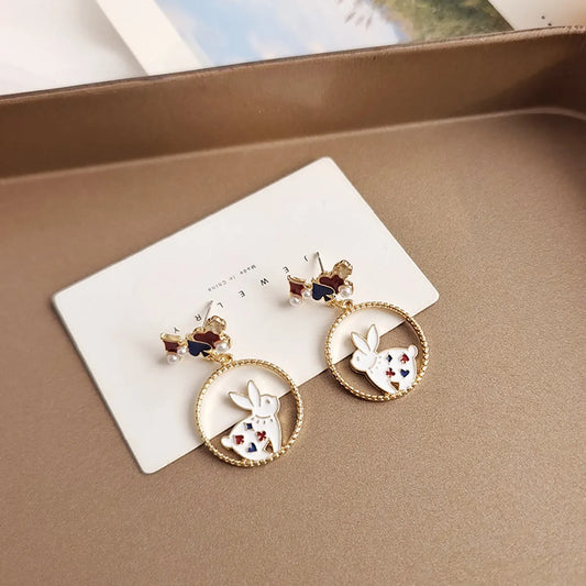 1 Pair Simple Style Classic Style Rabbit Heart Shape Plating Alloy Gold Plated Drop Earrings