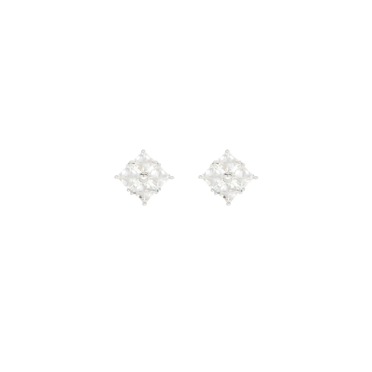 1 Pair Simple Style Classic Style Rhombus Inlay Sterling Silver Zircon 14K Gold Plated Ear Studs